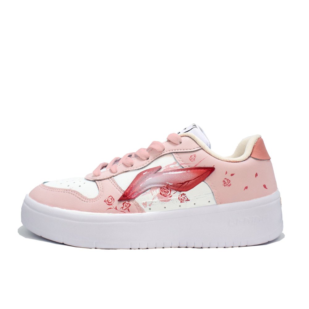 LiNing Pontoon Boats Cushioning Lightweight Low Top Skateboard Shoes Unisex Pink