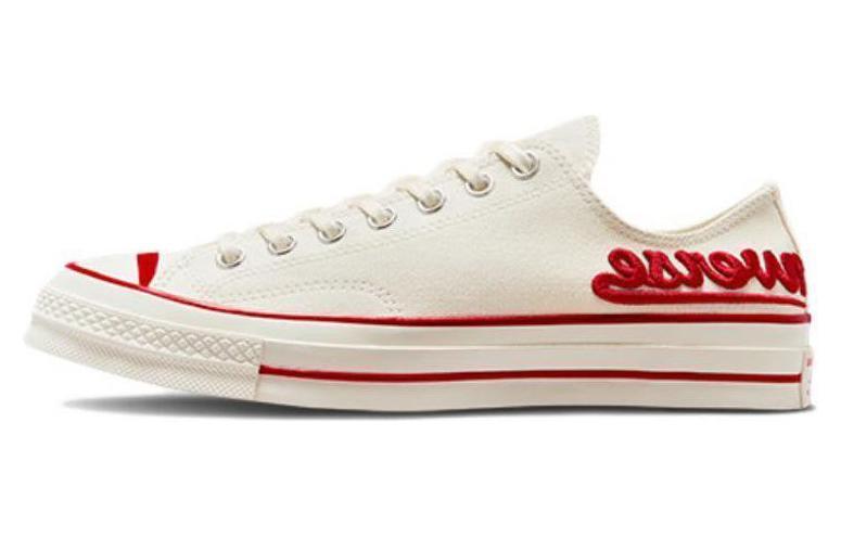 Converse 1970s Abrasion-Resistant Low-Top Canvas Shoes Unisex White Red