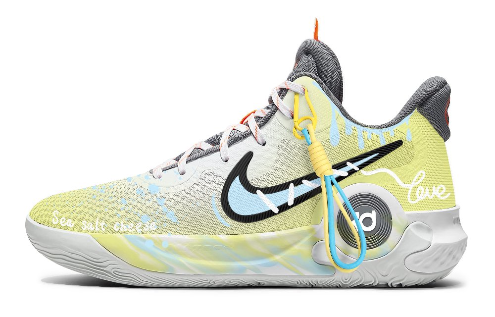 Nike KD Trey 5 IX Anti-Slip Wear-Resistant Mid-Top Basketball Shoes Unisex Blue Yellow