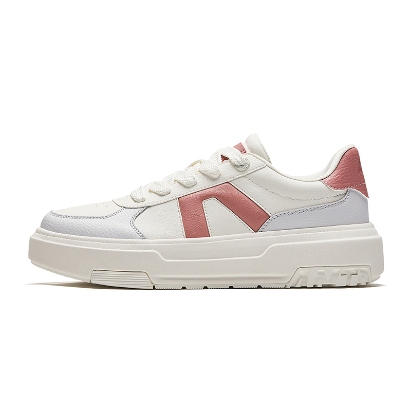 Anta Life Collection Non-slip Wear-resistant Shock Absorption Low-Top Skateboard Shoes Women's White Gray Pink
