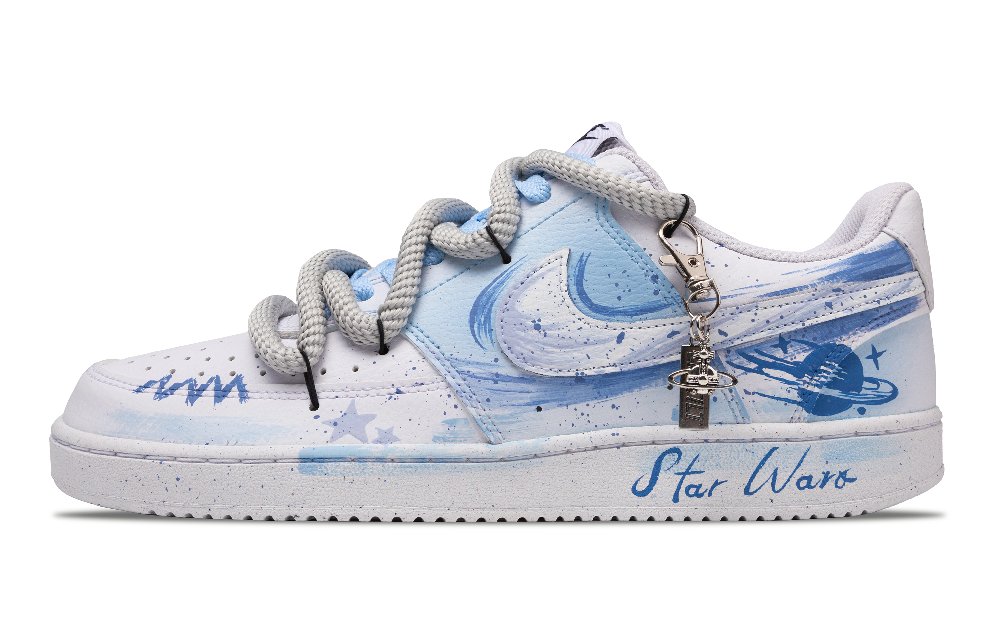 Nike Court Vision 1 Wear-Resistant Low-Top Skateboard Shoes Men's White Blue