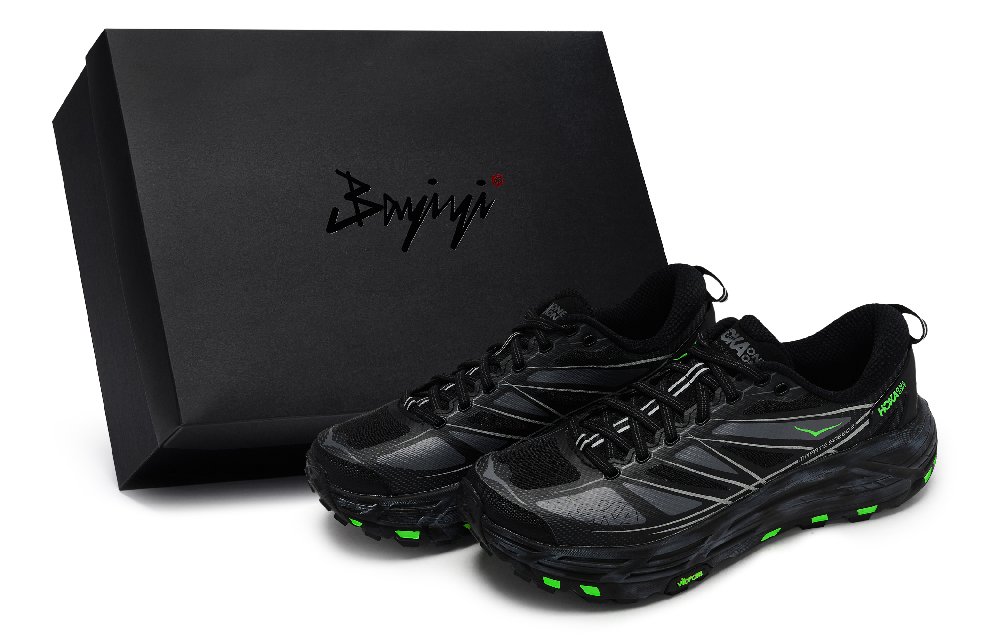 HOKA ONE ONE Mafate Speed 2 Abrasion Resistant Low Top Running Shoes Unisex Black Gray Green