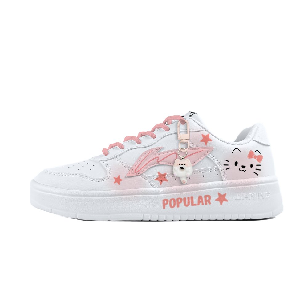 LiNing Pontoon Boats Slip Resistant, Abrasion Resistant, Breathable Low top Skateboard Shoes Unisex Pink