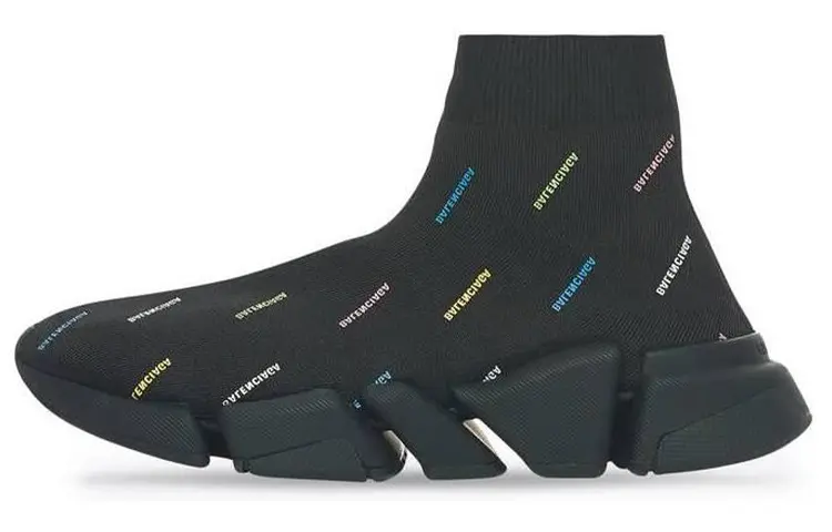 Balenciaga Speed 2.0 AllOver Logo Recycled Knit Black Multicolor купить в интернет-магазине Yoocart с быстрой доставкой по России.
