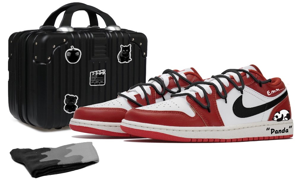 Jordan Air Jordan 1 Low Top Vintage Basketball Shoes Women's Black White Red