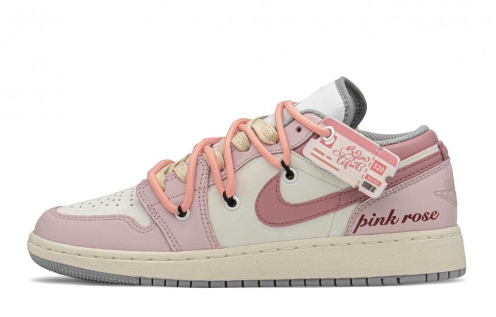 Jordan Air Jordan 1 FZBB Low-Top Vintage Basketball Shoes GS Pink Beige