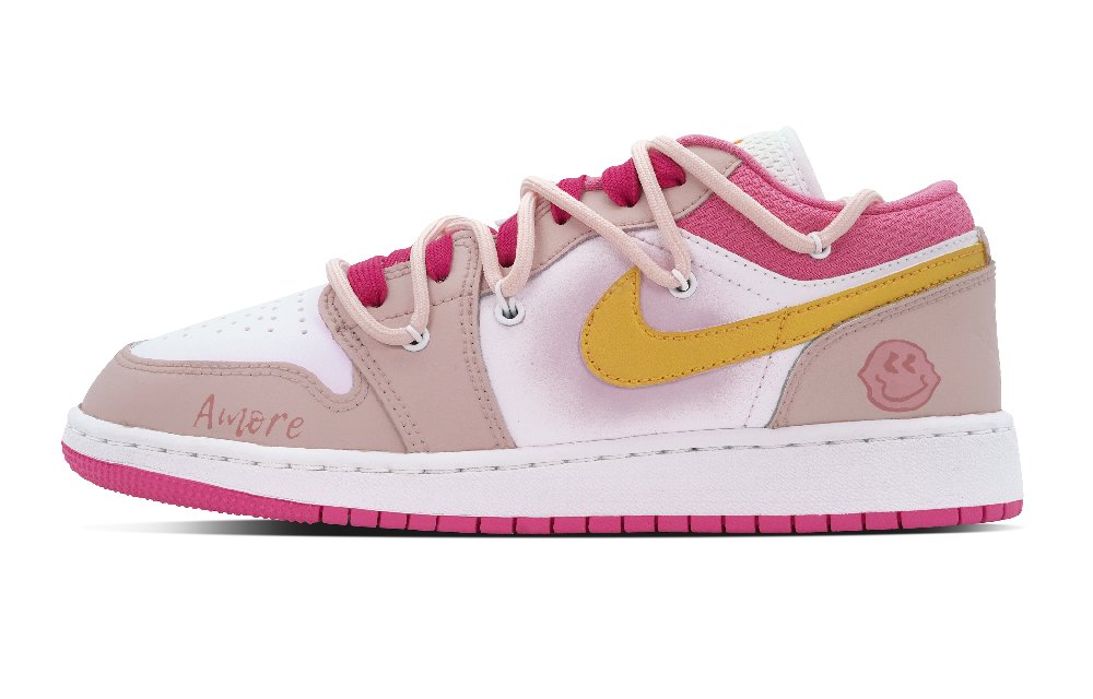Jordan Low-Top Vintage Basketball Shoes GS White Gold Pink