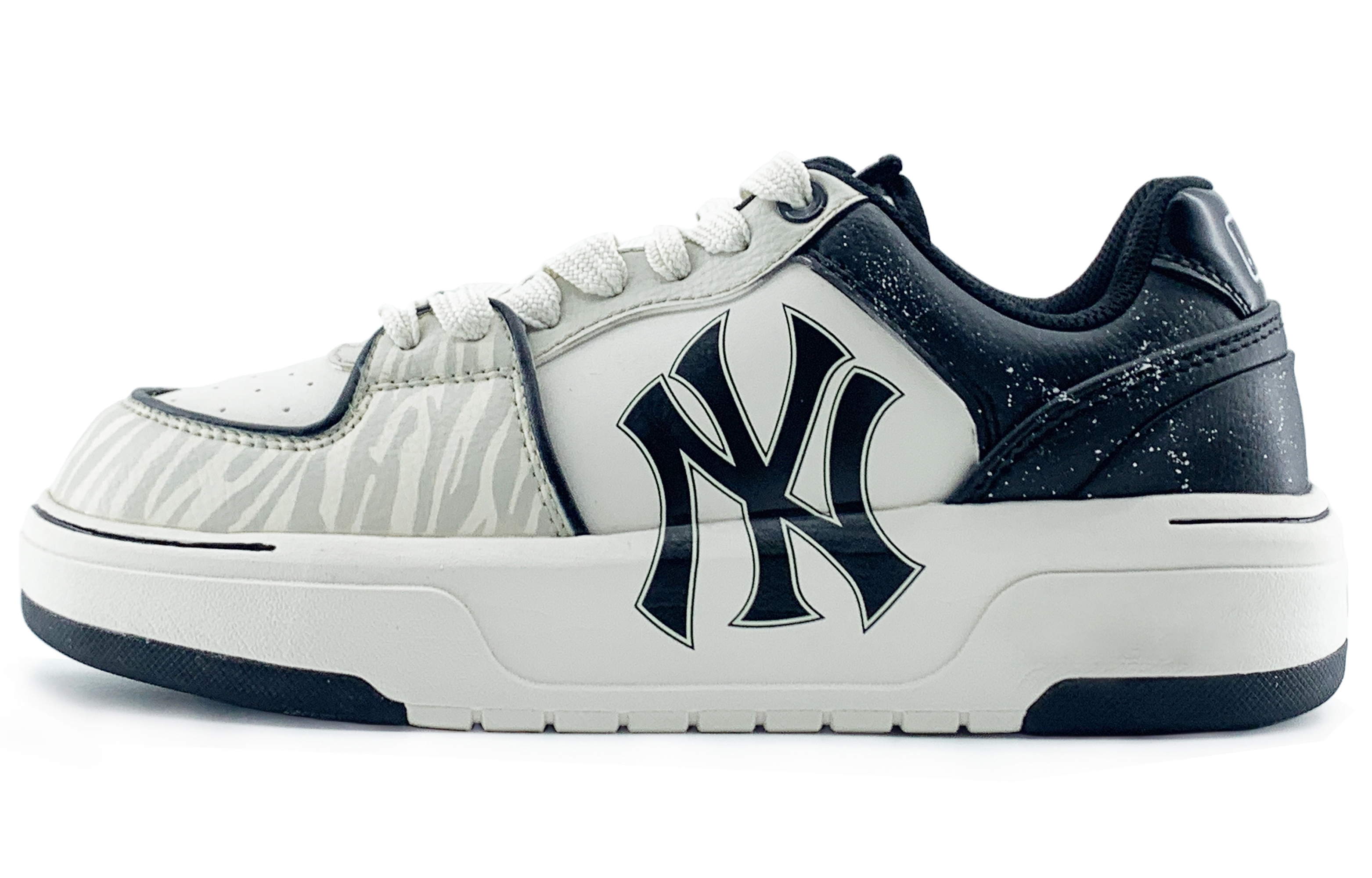 MLB Chunky Liner EIGHT% Zebra Print Abrasion Resistant Low top Skateboard Shoes Unisex White Gray