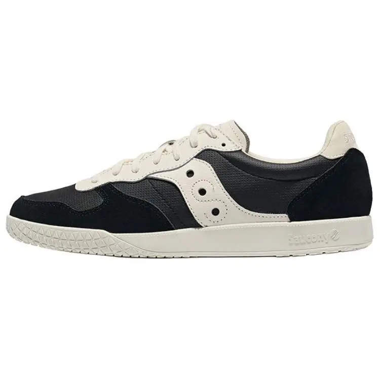 Saucony Bullet Slip Resistant Low Top Skateboard Shoes Unisex Black Beige