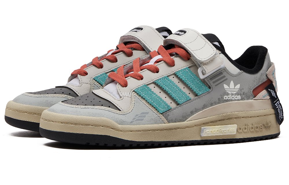 Adidas Originals FORUM Panda Prank, Street Runner, Gravity Slip Resistant Low Top Skateboard Shoes Unisex Gray Brown