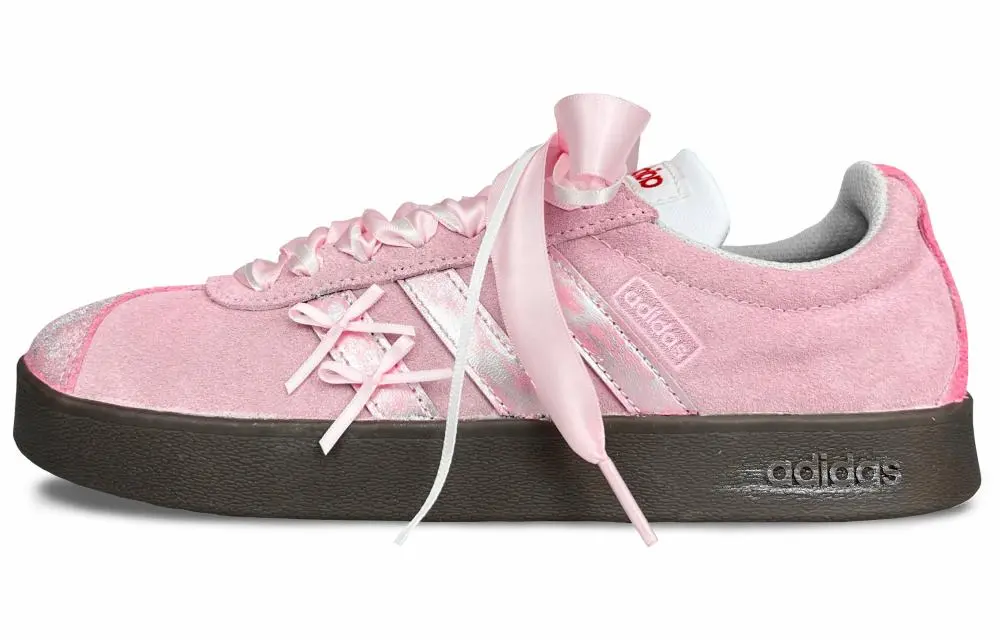 Adidas Neo VL Court 2.0 Low Top Skateboard Shoes Unisex Silver Pink