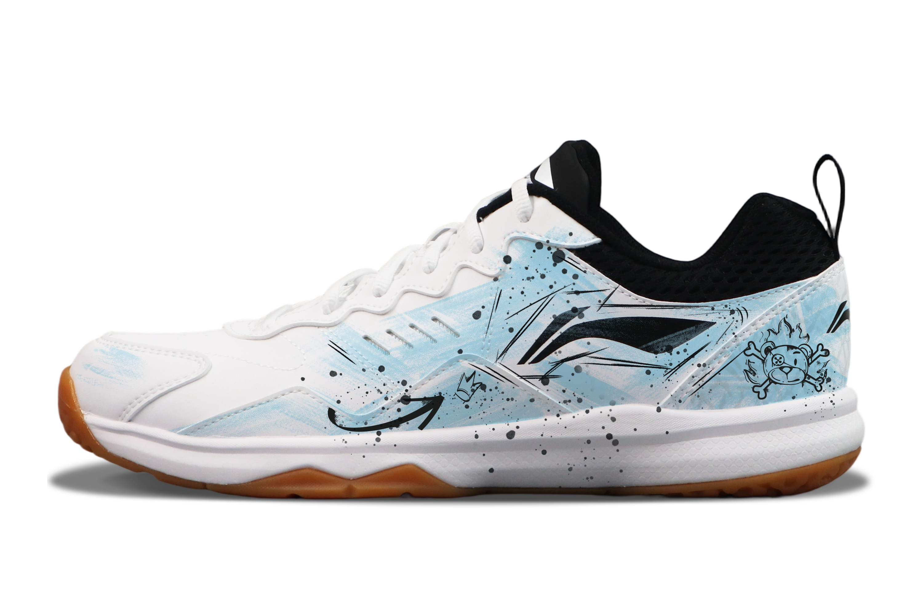 LiNing Ace Slip Resistant, Abrasion Resistant, Breathable Low top Badminton Shoes Unisex White Blue Black