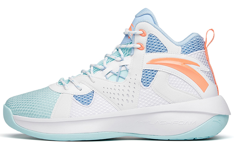 Anta Wind Tunnel 2 Wear-Resistant Slip-Resistant Mid-Top Performance Basketball Shoes Men's White Blue Orange