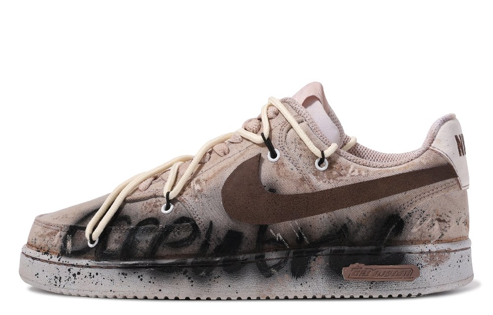 Nike Court Vision 1 ADCDAVINCI Custom Low Top Skateboard Shoes Men's Brown White