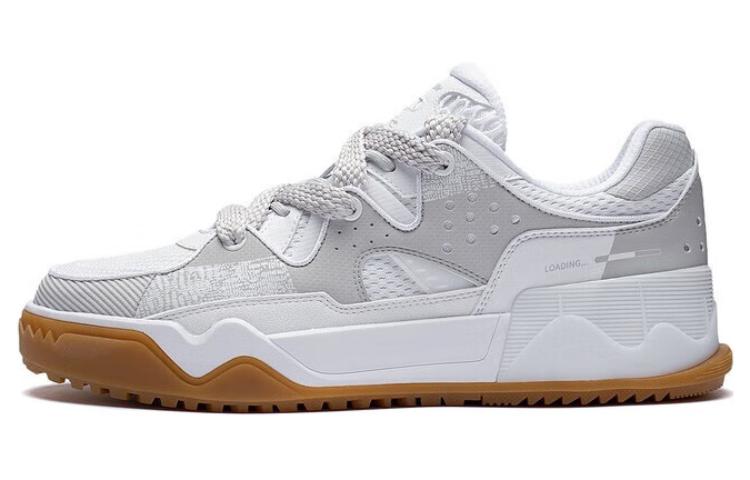 LiNing Twinkle Star Anti Slip Wear Resistant Low Top Skateboard Shoes Men's White Gray