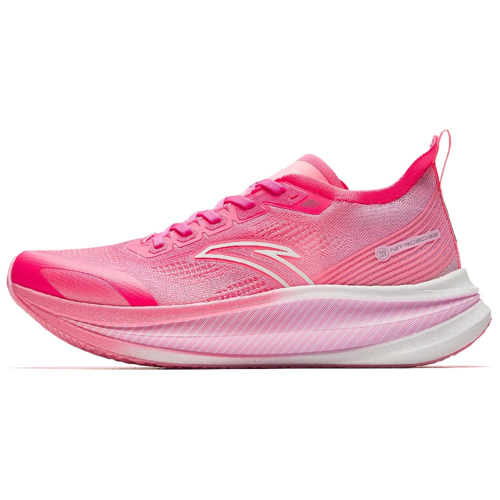 Anta Cushioned Wear-Resistant Breathable Low-Top Full-Length Carbon Plate Training Running Shoes Men's Red Pink
