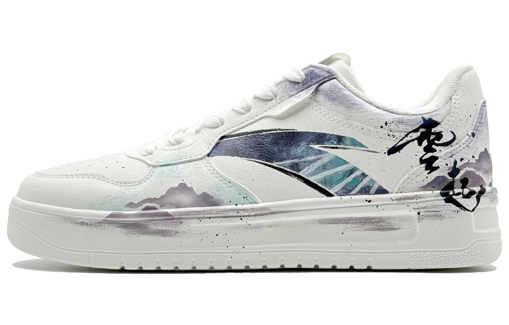 Anta Relaxed He Su Space, Cloud Rising Slip Resistant Shock Absorbers Low Top Skateboard Shoes Unisex White Purple