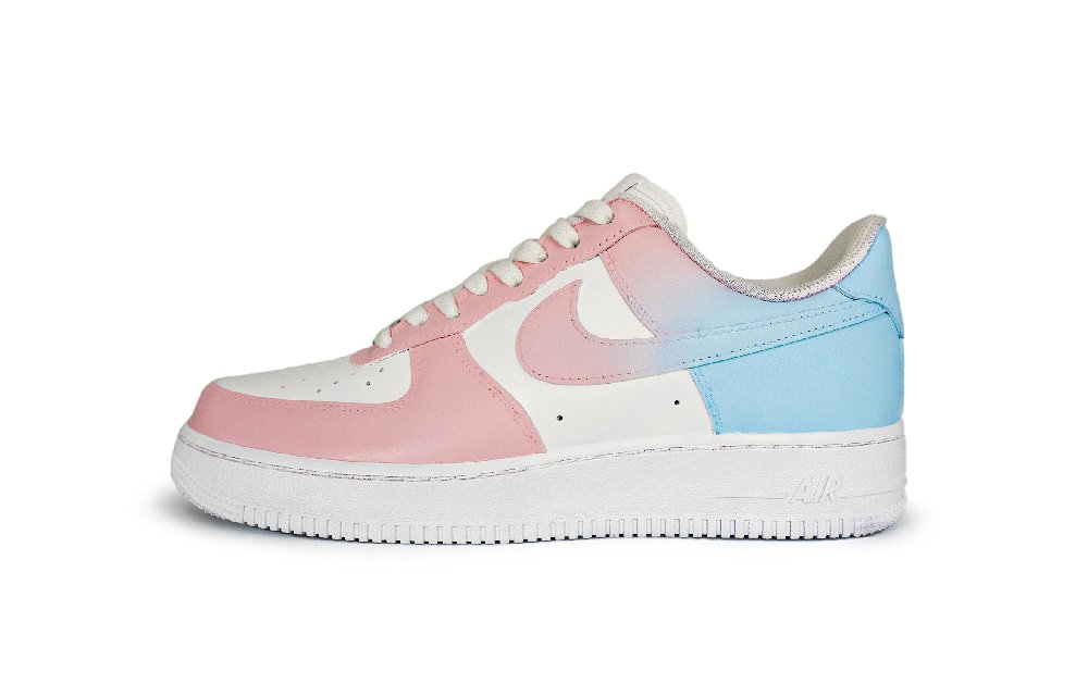 Nike Air Force 1 Strawberry Ice Cream Cone Anti-Slip Wear-Resistant Low-Top Skateboard Shoes Women's Pink Blue