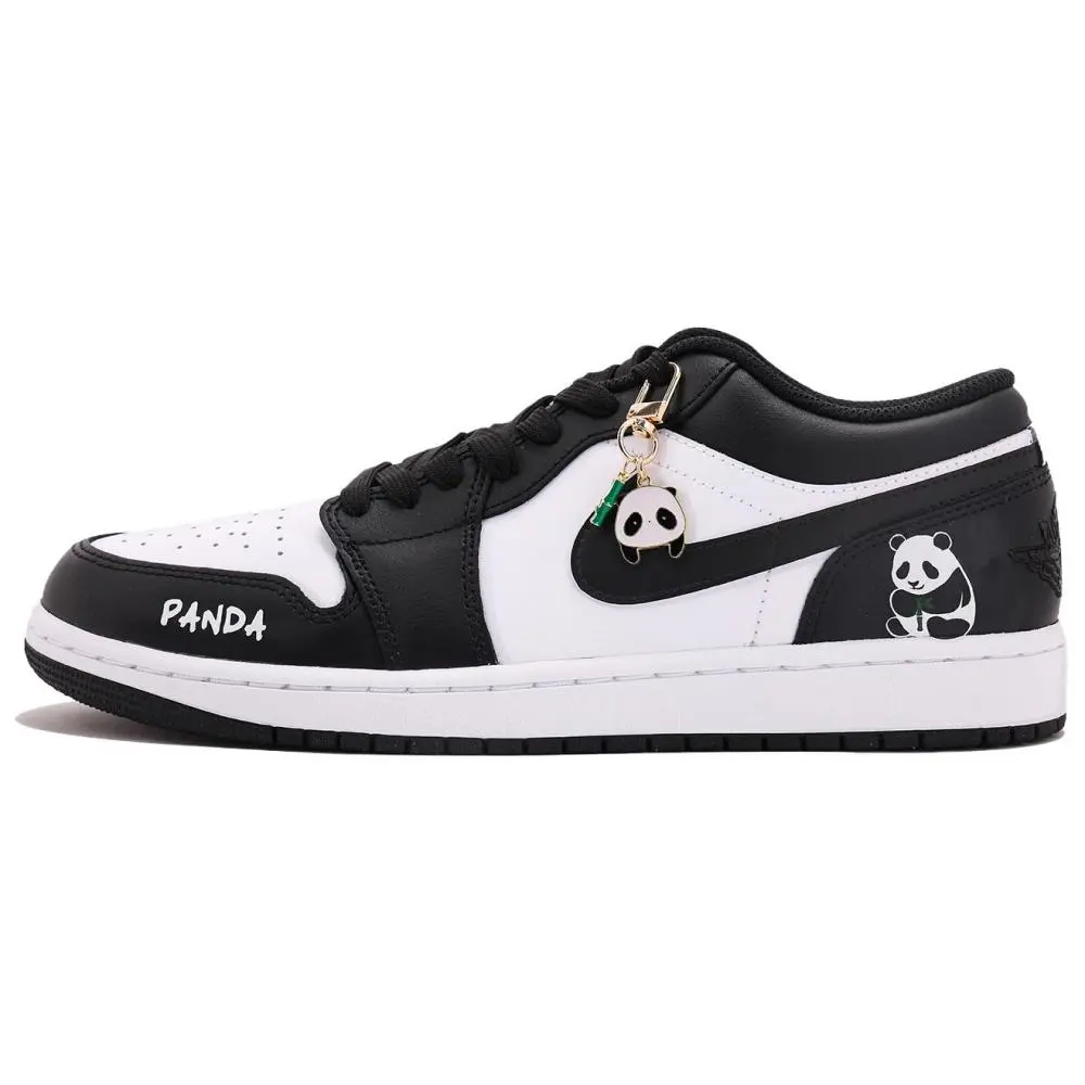 Jordan Air Jordan 1 Abrasion Resistant Coverage Low top Vintage Basketball Shoes Unisex Black White