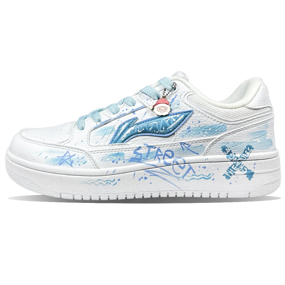 LiNing Tianji Slip-Resistant Cushioning Wear-Resistant Low-Top Skateboard Shoes Unisex White Blue