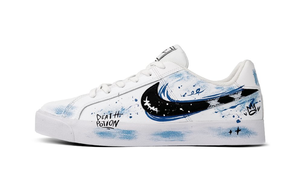 Nike Court Royale Non-slip Lightweight Low-Top Skateboard Shoes Unisex White Blue