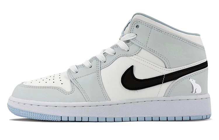 Jordan Air Jordan 1 Mid Mid-Top Vintage Basketball Shoes GS Black White Gray