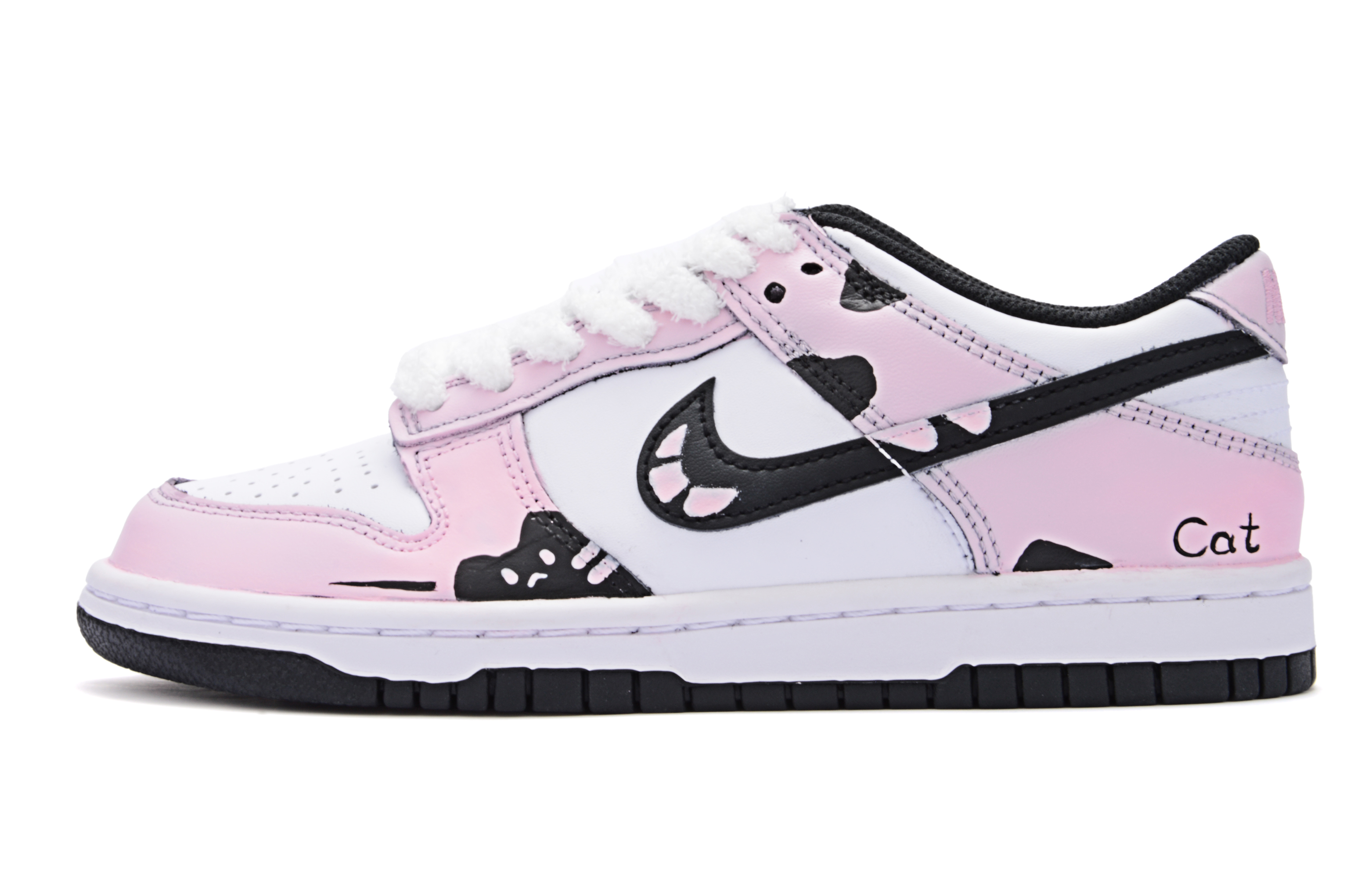 Nike Dunk Slip Resistant Abrasion Resistant Low top Skateboard Shoes Unisex Pink White