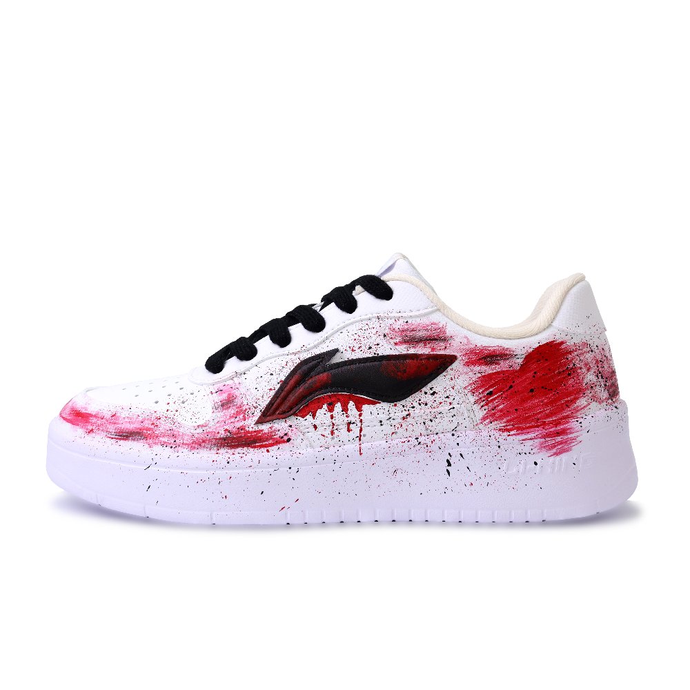LiNing Pontoon Boats Abrasion Resistant, Lightweight, And Breathable Low Top Skateboard Shoes Unisex Black White Red