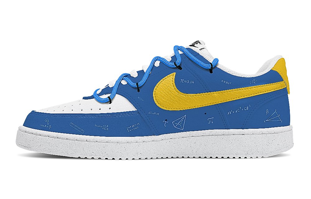 Nike Court Vision 1 Science Students Anti Slip Wear Resistant Low Top Skateboard Shoes Men's White Blue