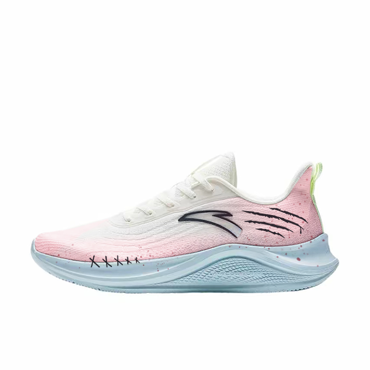 Anta Cushioning, Slip Resistant, And Abrasion Resistant Low Top Casual Running Shoes Men's White Blue Pink