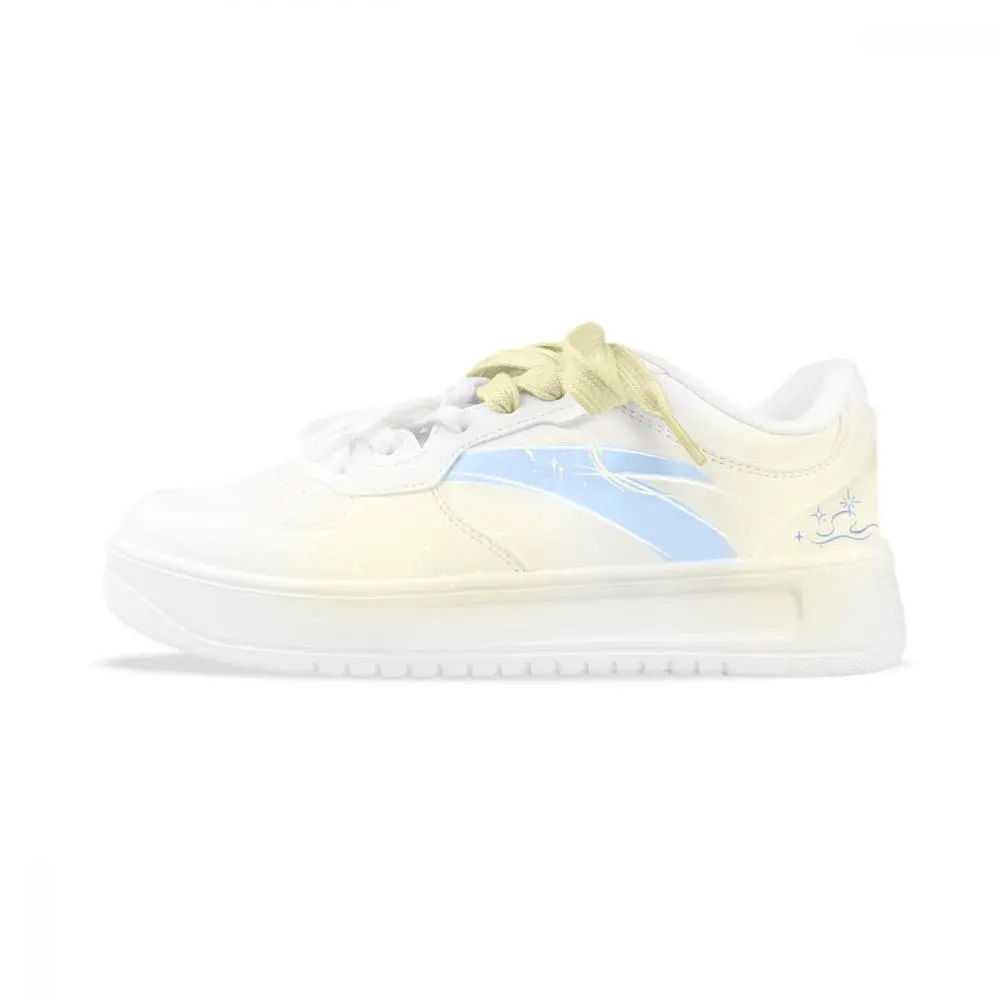 Anta Relaxed Slip Resistant Abrasion Resistant Low top Skateboard Shoes Women's Yellow White