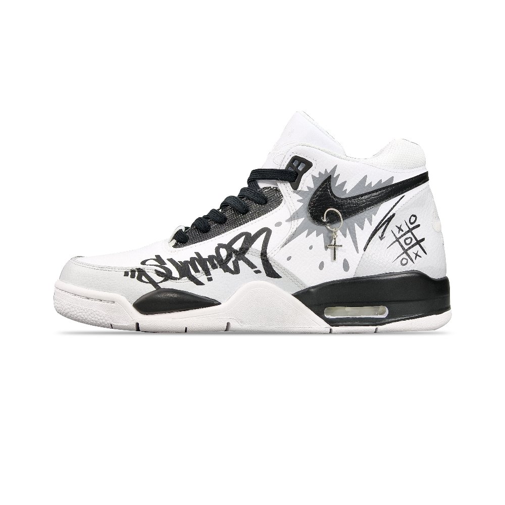 Nike Flight Legacy Tower Rabbit Classic Graffiti Street Mid-Top Vintage Basketball Shoes Men's Black