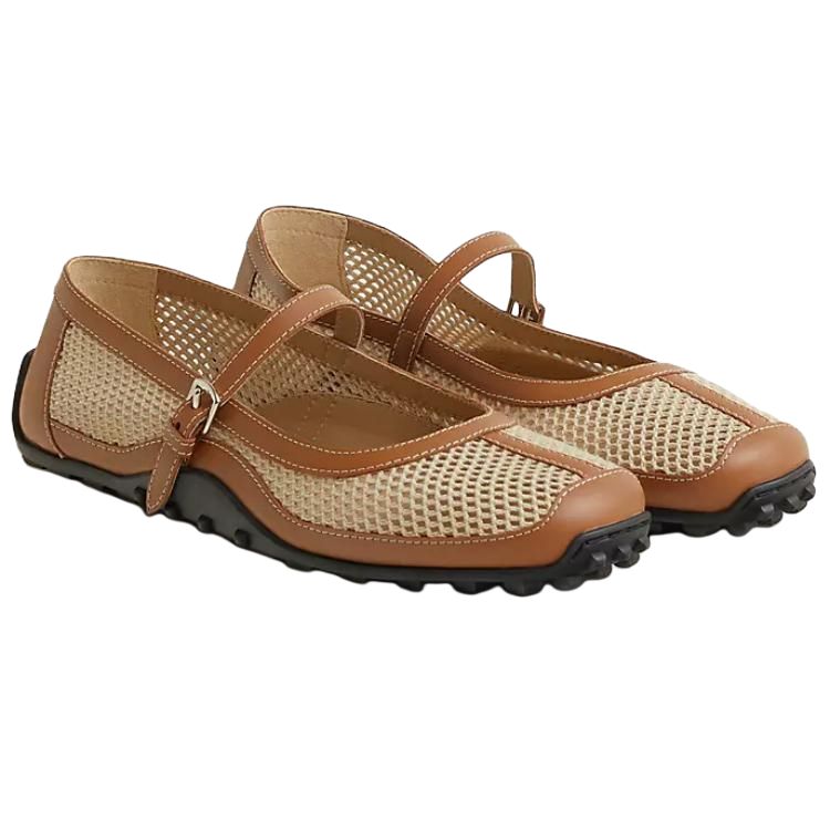 HERMES Kichu Casual Single Shoes Women's Brown