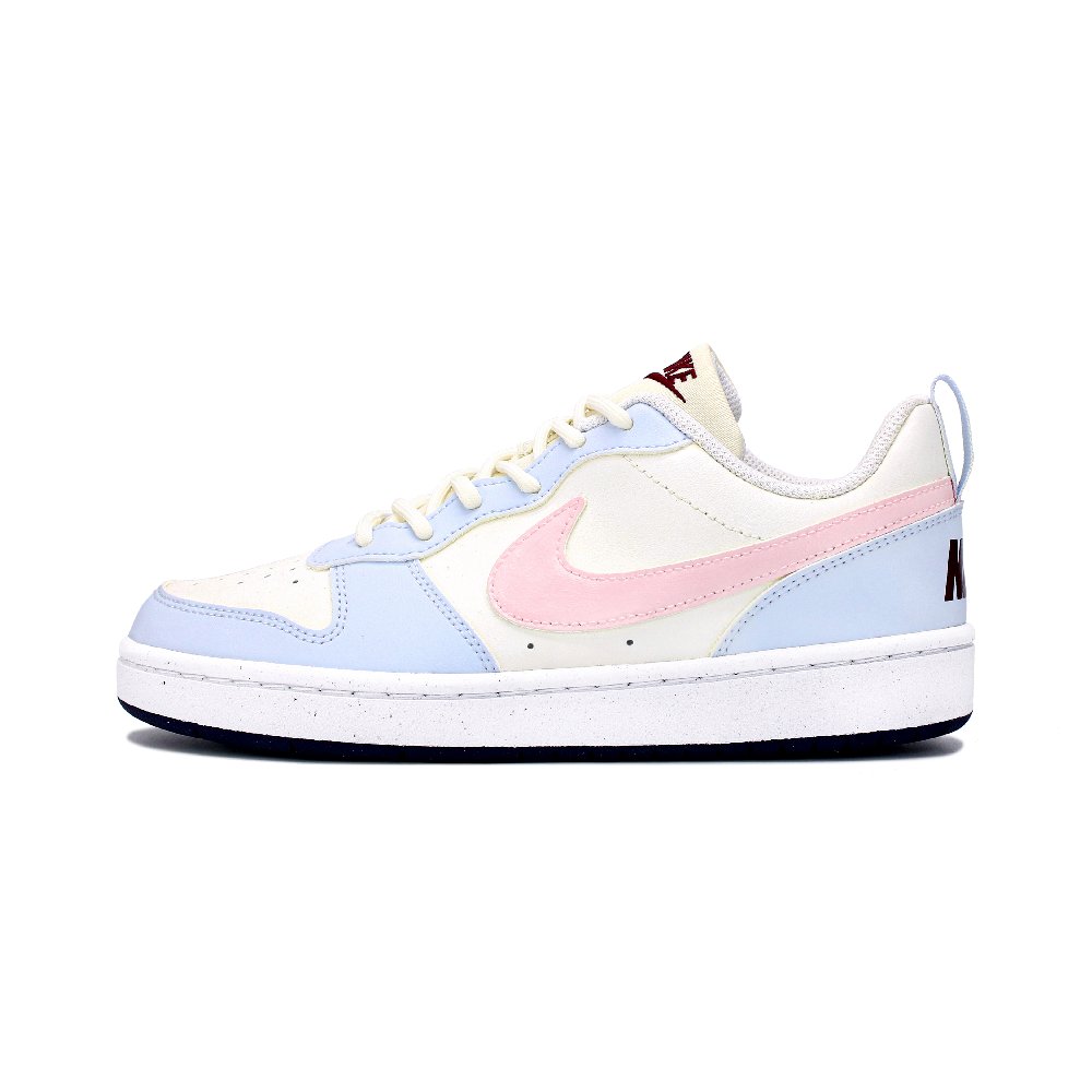 Nike Court Borough Abrasion Resistant, Lightweight, And Breathable Low Top Skateboard Shoes GS Beige Pink Blue