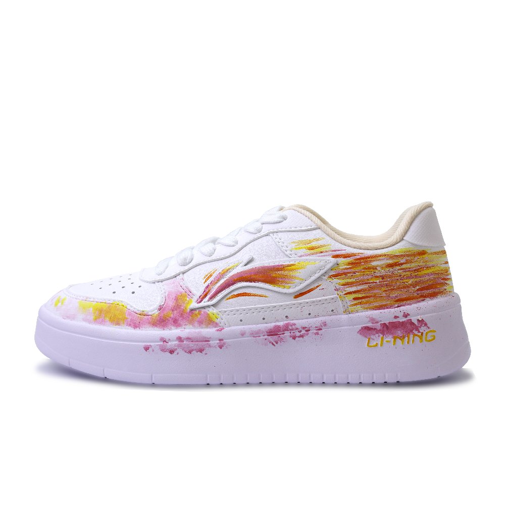 LiNing Pontoon Boats Abrasion Resistant Breathable Low Top Skateboard Shoes Unisex Pink Yellow
