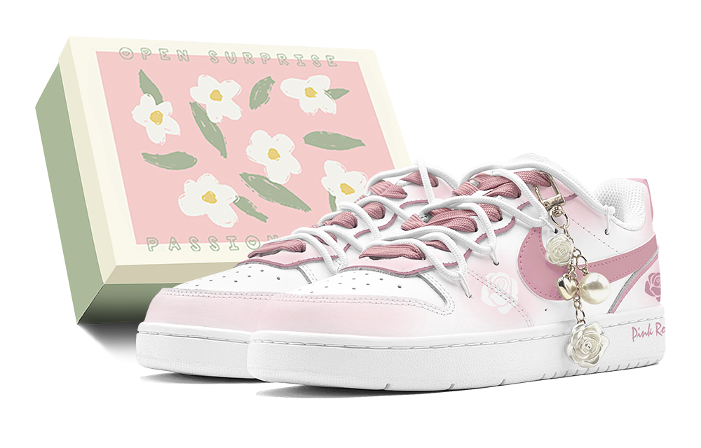 Nike Court Borough Low Spring Renewal, Rose Girlish, Gradient Spray Painting Low Top Skateboard Shoes GS Pink