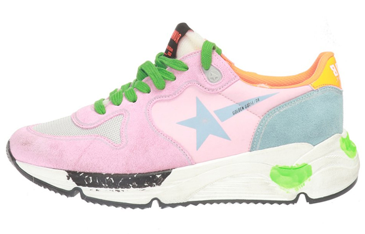 Golden Goose Running Sole Slip-Resistant Breathable Low-Top Sports Casual Shoes Women's Pink Blue Vintage Version