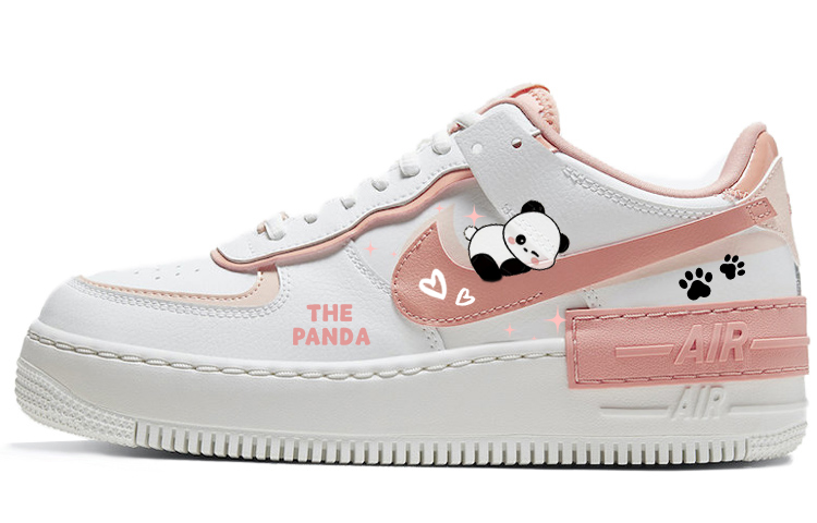 Nike Air Force 1 Low Panda Paw Stars Little Panda Anti-Slip Wear-Resistant Low-Top Skateboard Shoes Women's Pink White