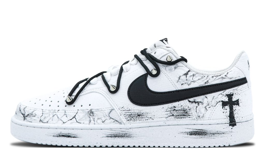 Nike Court Vision 1 Slip Resistant Cushioning Abrasion Resistant Low Top Skateboard Shoes Men's White