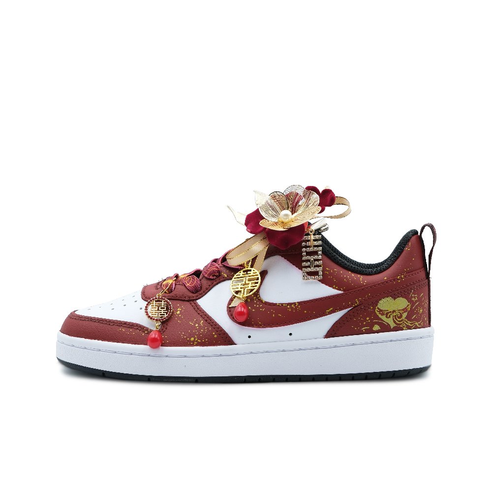 Nike Court Borough Anti Slip Wear Resistant Low Top Skateboard Shoes Women's Red