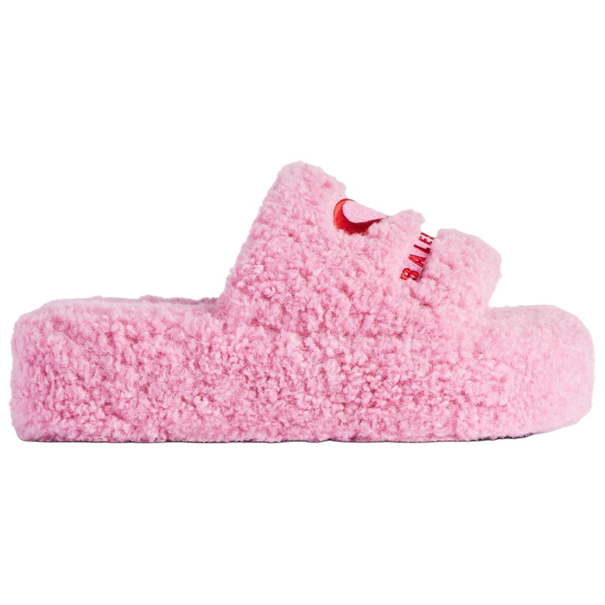 Balenciaga Furry Slide Slippers 5cm Women's Pink купить в интернет-магазине Yoocart с быстрой доставкой по России.