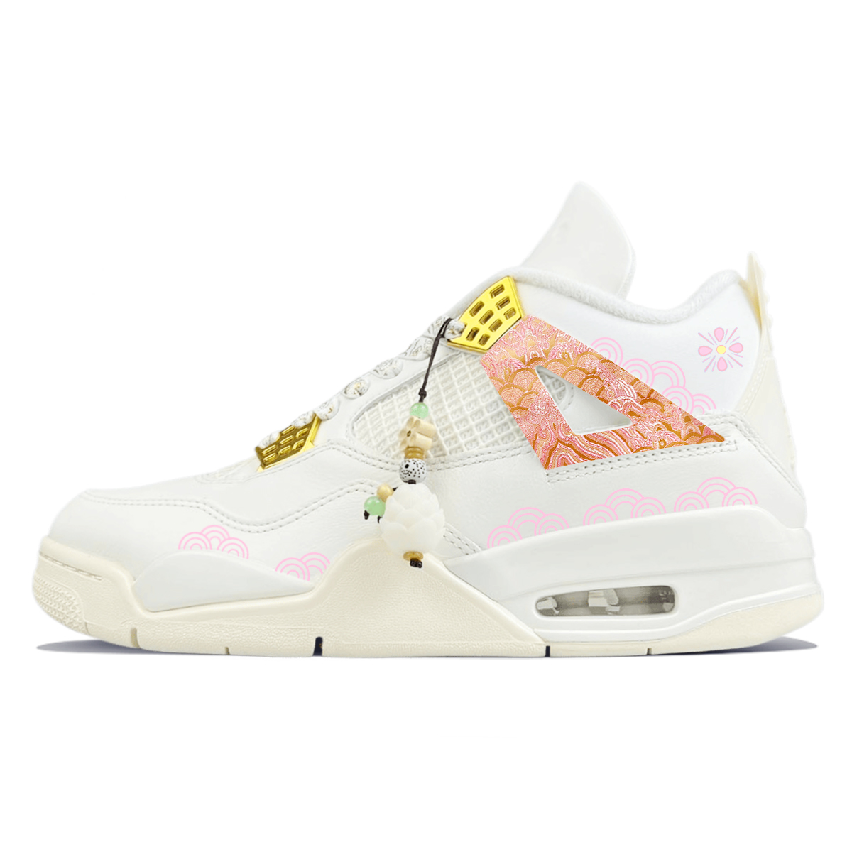 Jordan Air Jordan 4 Wear-Resistant Mid-Top Vintage Basketball Shoes Women's White Pink Gold купить в интернет-магазине Yoocart с быстрой доставкой по России.