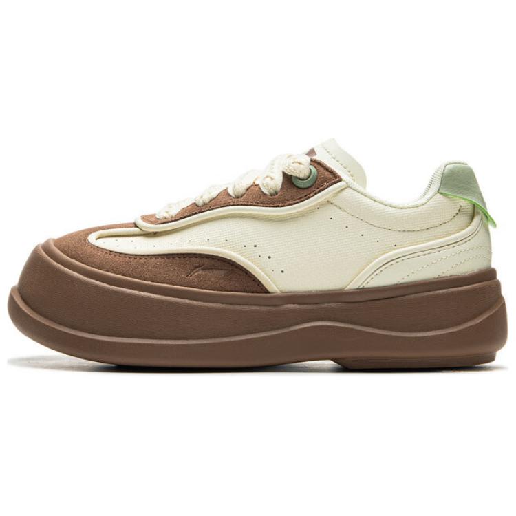 LiNing Honey Platform Anti-Slip Wear-Resistant Low-Top Casual Shoes Women's Beige Brown