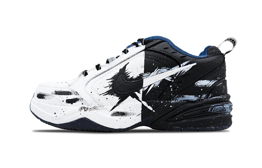 Nike Air Monarch 4 Anti-Slip Wear-Resistant Low-Top Chunky Sneakers Unisex Black White