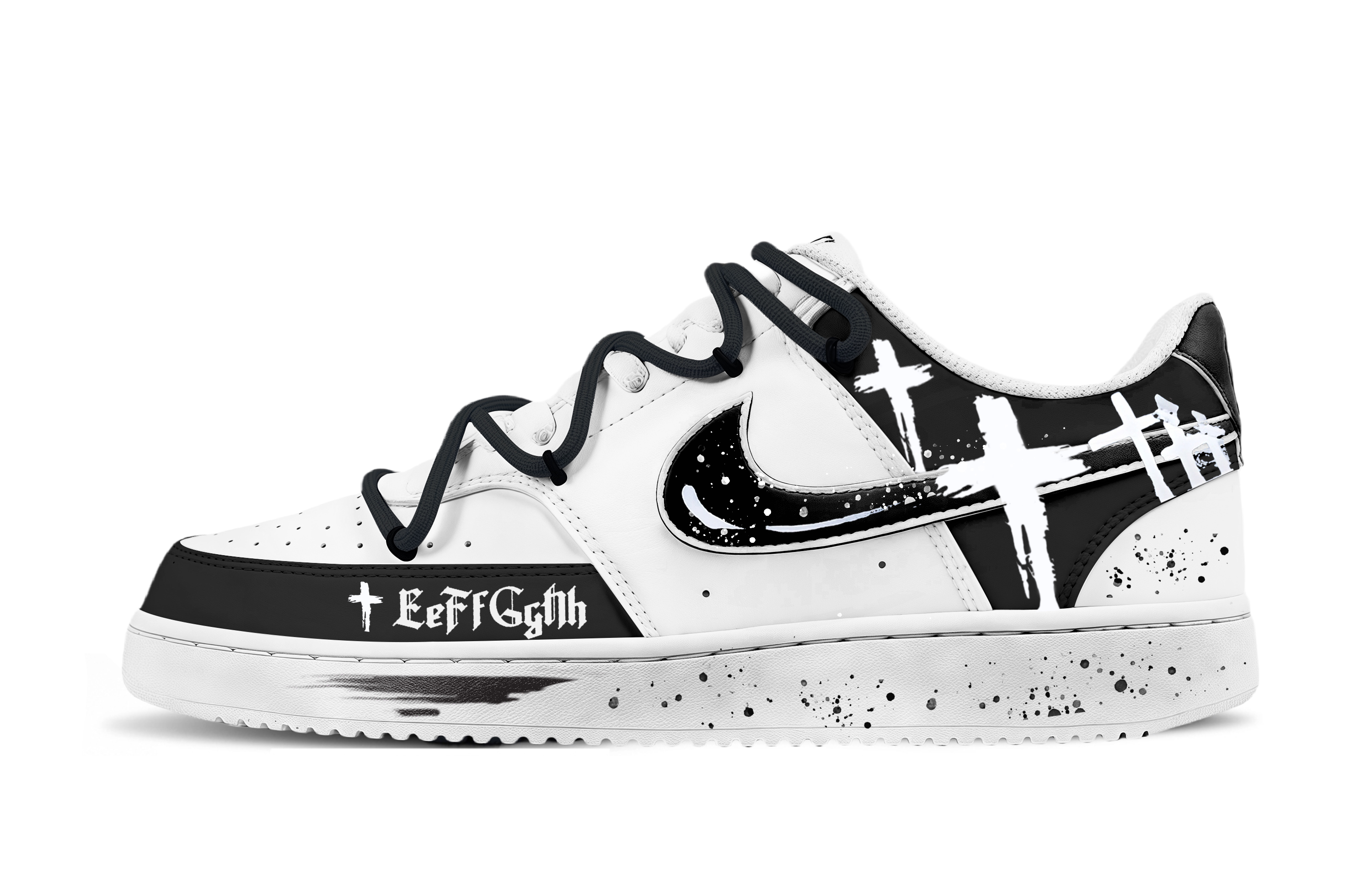 Nike Court Vision 1 Ink Festival Abrasion Resistant Low top Skateboard Shoes Unisex Black White