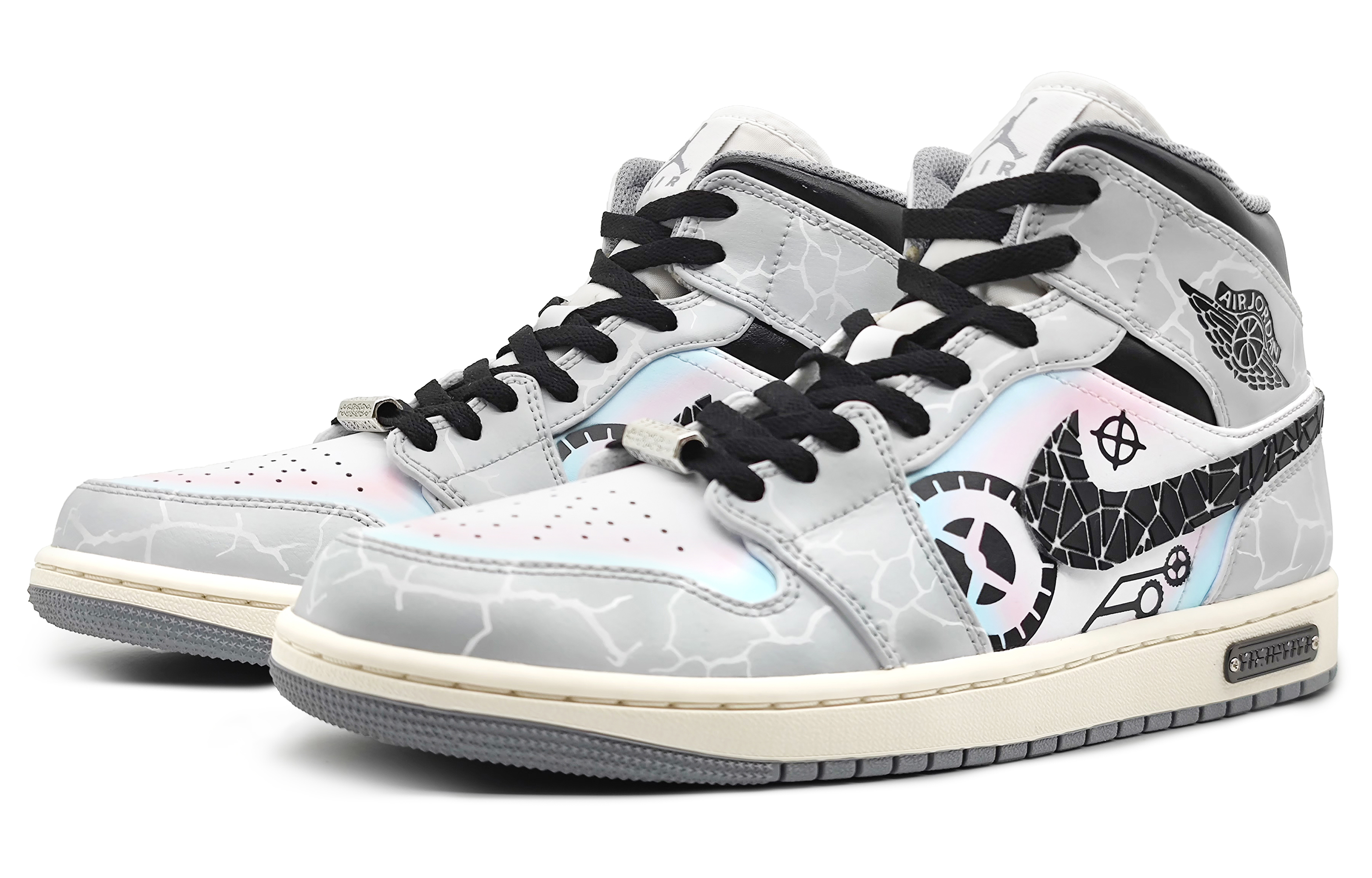 Jordan Air Jordan 1 High-Top Vintage Basketball Shoes Men's Blue Pink Gray