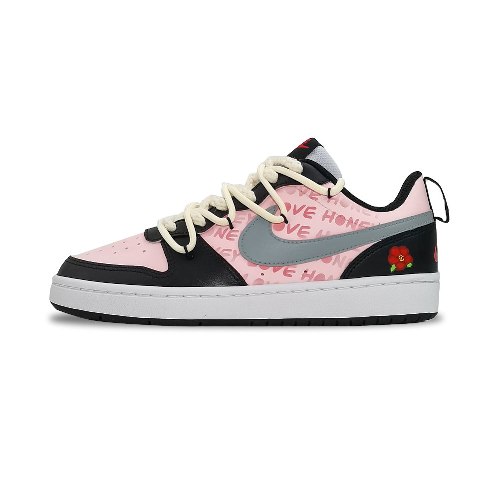 Nike Court Borough Low Low-Top Skateboard Shoes Women's Black Pink