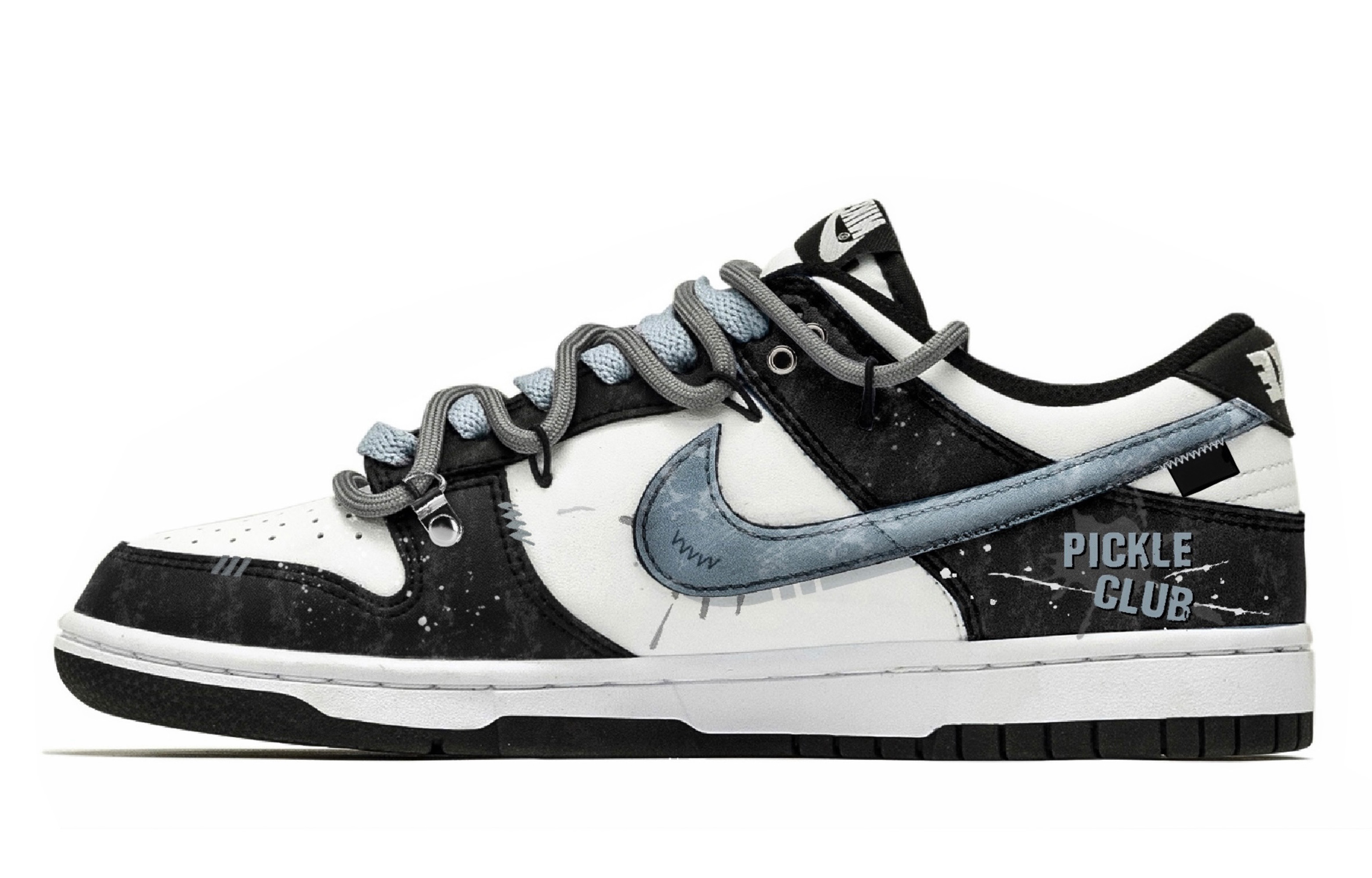 Nike Dunk Ink Splatter Time Cushioning, Lightweight, Breathable Low top Skateboard Shoes Unisex Black White