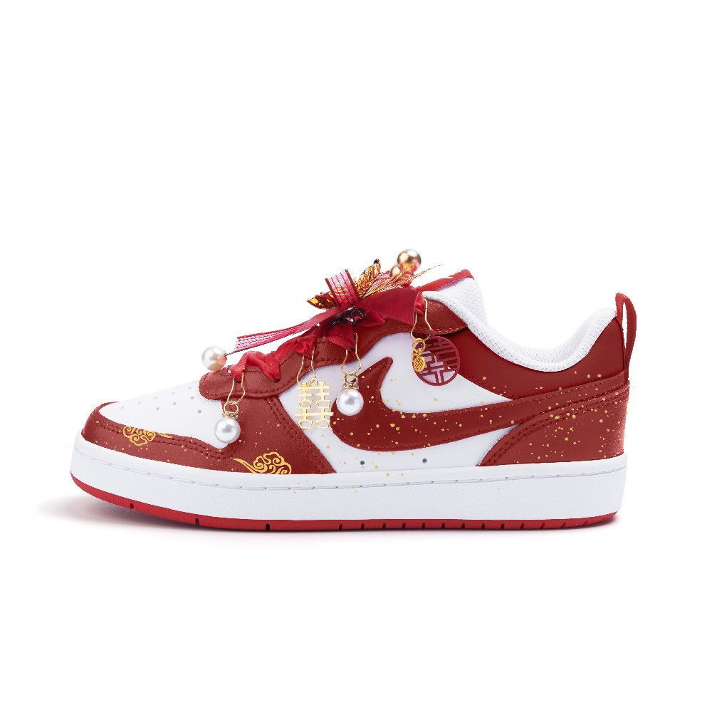Nike Court Borough Cushioning, Wear Resistant Low top Skateboard Shoes Women's Red