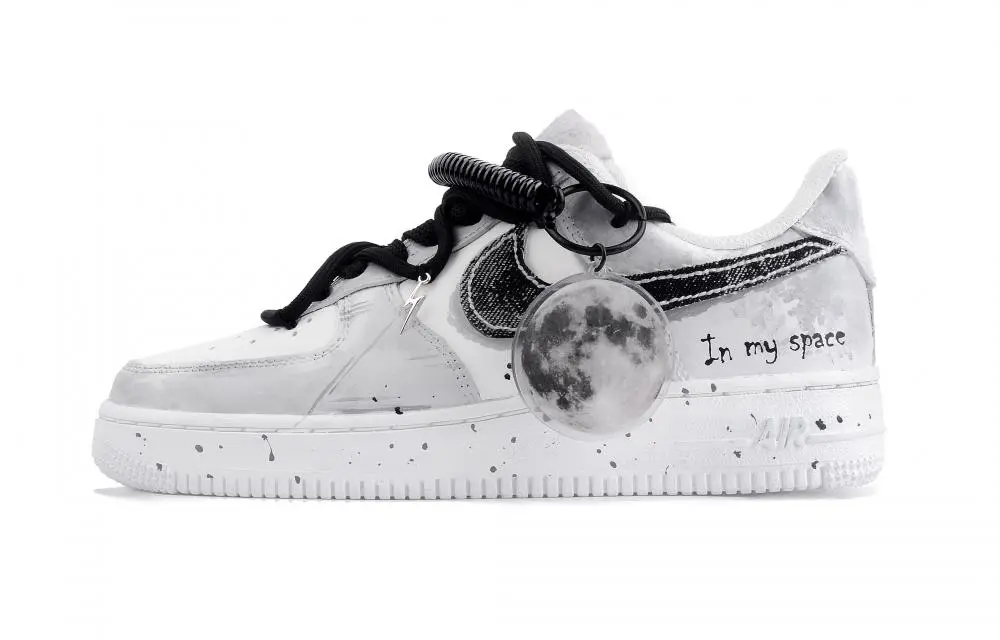 Nike Air Force 1 Space Station Abrasion Resistant Low top Skateboard Shoes Unisex Black Gray